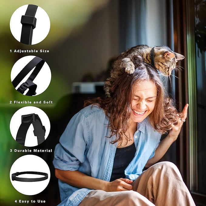 Simnice Calming Collar for Cats - 4 Pack, Adjustable Calming Collar for Cats - Pheromone Cat Collars for Anxiety & Stress Relief, Water-Resistant & Long-Lasting Effect (Black)
