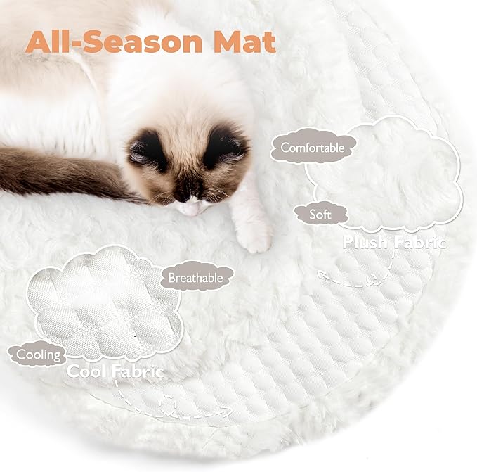 Easyego Modern Cat Tree, Aesthetic Wood Cat Tree Tower for Large Cats, Luxury Cat Condo with Scratching Posts and Flower Platforms, Cat Furniture by Easyego, (Rabbit Hair - White)