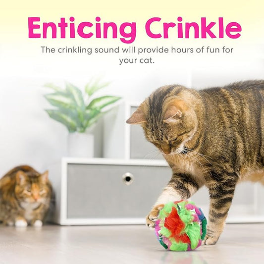 Jumbo Cat Crinkle Ball Toy – 12-Pack of 3.5" Interactive Indoor Kitten & Cat Toy – Soft, Sparkle, Lightweight, Safe for Play–Irresistible Crinkly Sound for Active, Suitable for Larger Cats