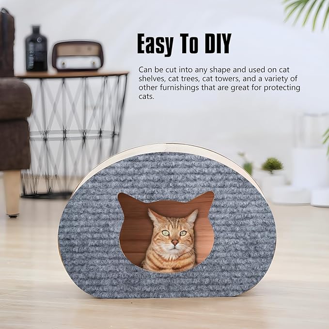 Cat Scratching Mat,Cat Scratch Furniture Protector, Trimmable Self-Adhesive Couch Protector,Carpet Replacement for Tree Shelves, Sofa and Scratching Post(40"x15.8",Light Gray)