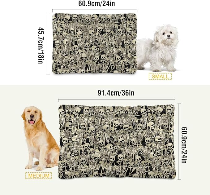 Pet Bed Fun Skull Dog Bed Mat Absorbing Non Slip Pad Pet Sleeping Mat for Small, Medium, and Large Dogs Puppy Cat 36 in x 24 in