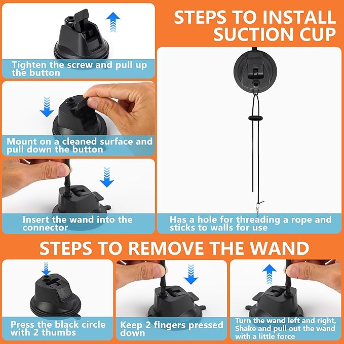 4-in-1 Interactive Cat Wand Feather Toys,Wand Self-Holding Suction Cups Base,Include Detachable 2 Simulation Bird Toy and 3 Feathers Toys,2 Types Hanging Door Kitten Toy