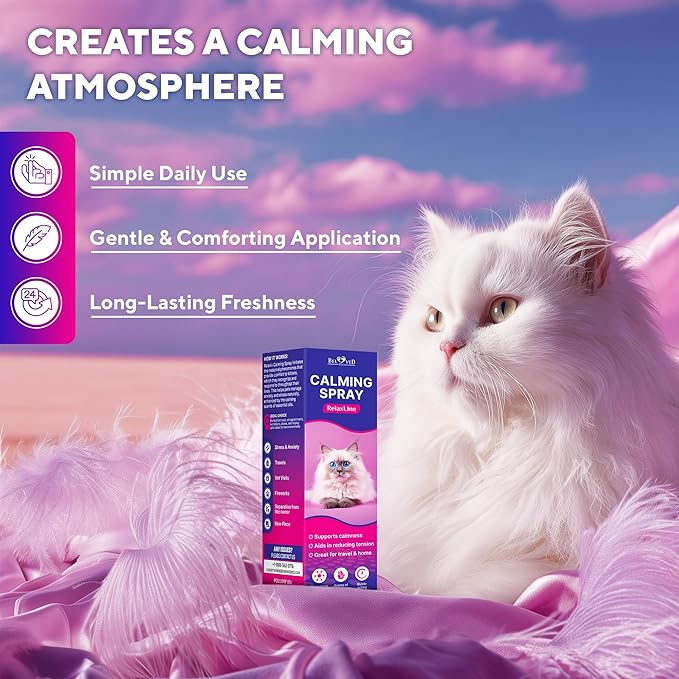 Calming Pheromone Spray & Scratch Repellent for Cats - Reduces Scratching Furniture, Pee - During Travel, Fireworks, Thunder, Vet Zone - Helps with Stress, Fighting, Hiding (100 ml (2 pack))