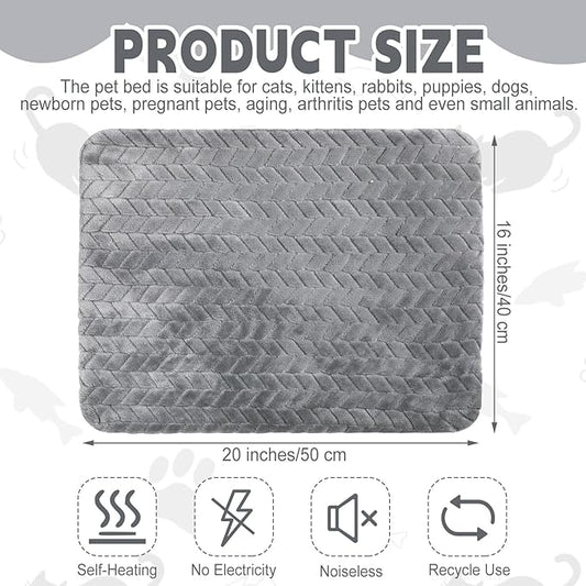 4 Pack Self Heating Cat Pad 16 x 20 Inch Self Warming Cat Bed Non Slip Warm Dog Pad Mat Washable Pet Kennel Crate Bed Mat for Indoor Outdoor Pets(Gray,16 x 20 Inch)