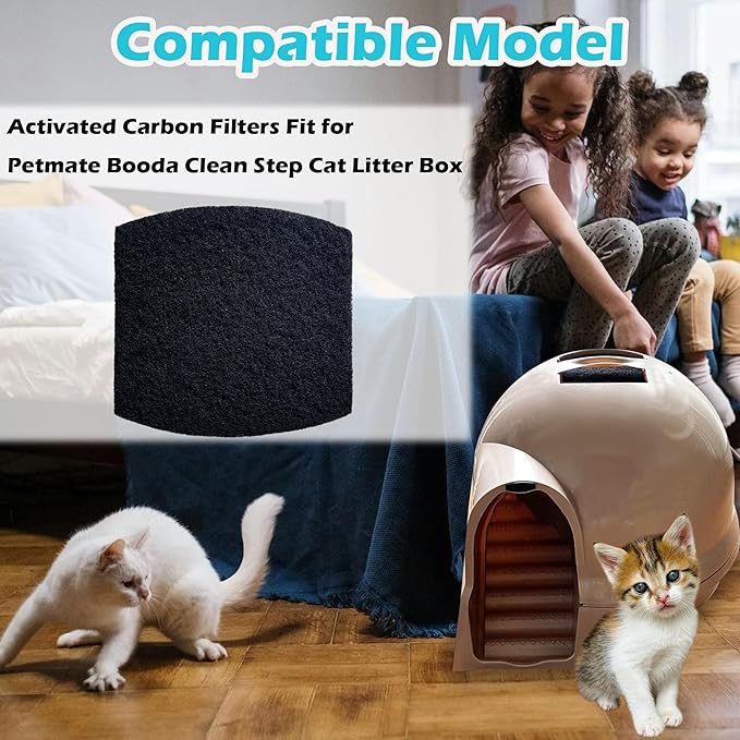 Cat Litter Box Replacement Filters for Petmate Booda Clean Step Cat Litter Box, Activated Charcoal Filters Replacement to Absorb Odors and Litter Box Deodorizer for Keep Home Fresh (12 Pack)