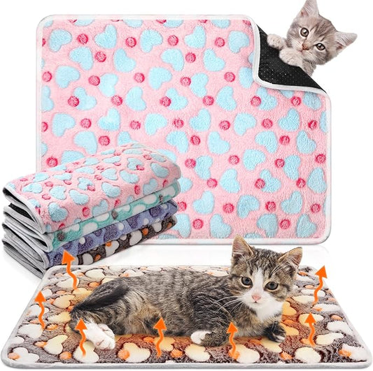 4 Pack Self Heating Cat Bed Cat Self Warming Pad with Removable Cover Extra Warm Thermal Pet Pad Washable Pet Crate Mat Anti Slip Kennel for Indoor Outdoor Pets(Heart,16 x 20 Inches)