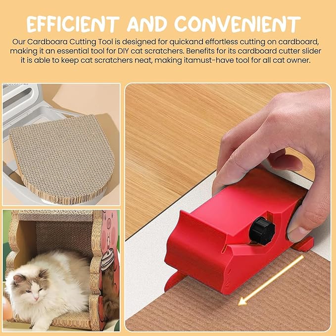 Creative Cat Scratching Board Cutter Cat Scratching Cardboard Cutter, 3D Printing Cardboard Cutter, Stripping Tool, Cardboard Handheld Cardboard Recycling Cutting Tool, Cardboard Cutter for Cat (Red)