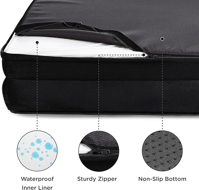 Bedsure Orthopedic Dog Beds for Small Dogs - Washable Small Dog Cat Bed Waterproof, Comfort Pet Couch Sofa with Washable Removable Cover, Pets Bed with Nonskid Bottom, Black, 24"
