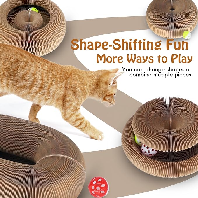 Magic Organ Cat Scratcher Board with 2 Bell Ball, Cat Ball Adventure The Ultimate Interactive Mental Physical Exercise for Indoor Cats Toy
