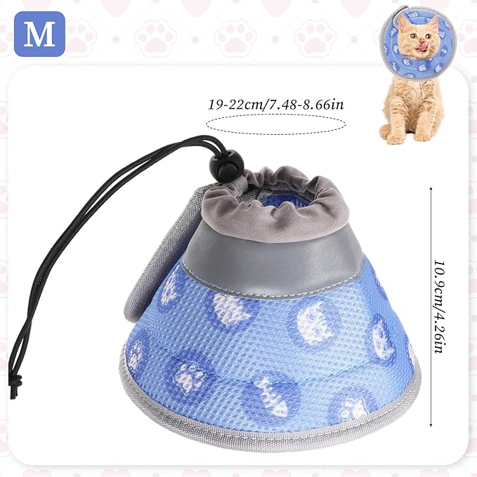 Cat Cone Collar After Surgery Soft to Stop Licking Lightweight Kitten Recovery Collar Comfortable Water Resistant Dogs Collars Adjustable Foldable Elizabethan Collars for Small Large Cats