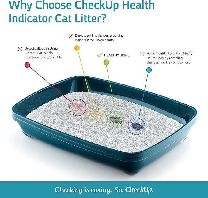 CheckUp Health Indicator Cat Litter – Color-Changing Non-Clumping Crystal Litter for Urinary Health Monitoring | Low Dust, Odor Control | 6lb Bag