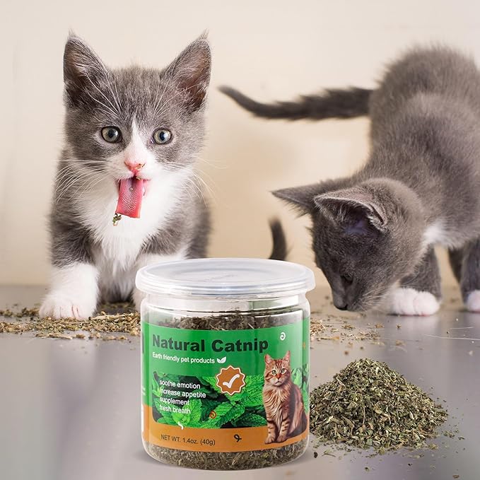 TZL Natural Catnip, Organic Cat Grass, Dried Catnip Leaves, Used for Refillable Catnip Toys, Delicately Sealed and Packaged for Easy Store (40g)