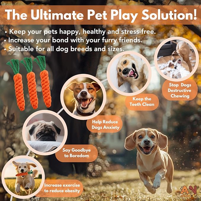 3PCS Orange Woven Pet Chew Set, Puppy Teething Chews, Dog Chew Treats, Cat Teething Playset, Safe Braided Chews for Pets, Durable & Interactive