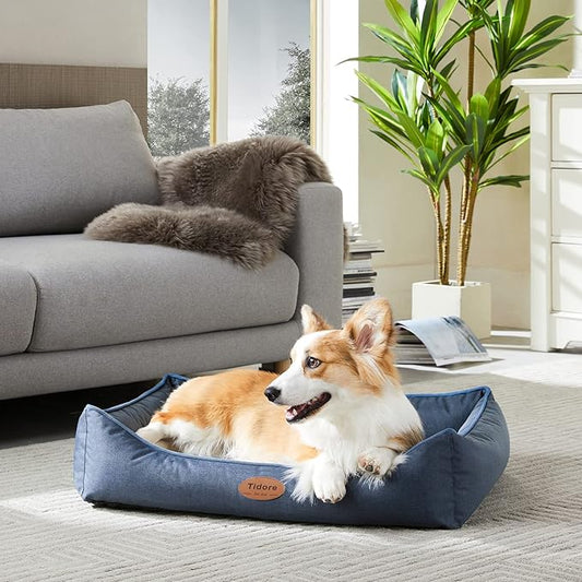 Orthopedic Dog Beds for Medium Dogs, Durable Egg Crate Foam Sofa Dog Bed wit Washable Removable Cover,Waterproof Lining,Pet Bed for Large Dogs (Navy Blue, 31.5" L x 25.2" W x 7" Th)