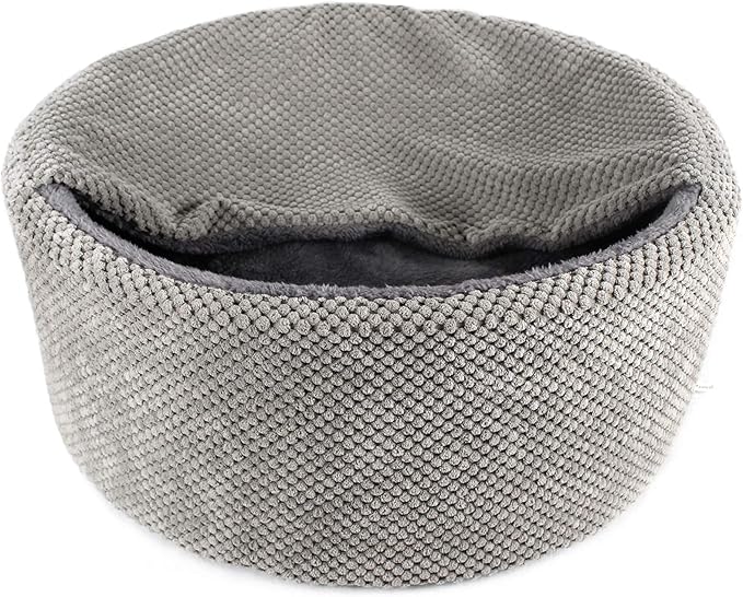 Winsterch Large Cat Bed - Soft, Enclosed & Washable cat Cave Bed for Indoor/Outdoor Cats & Kittens with Anti-Slip Bottom,Calming, Covered Cave Bed (Gray,17.8 x 17.8 x 7.84 in)