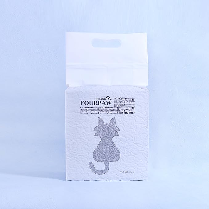 Tofu Cat Litter Activated Carbon no Fragrance 5.5 Lbs, Can Flush Down Toilets or drains, Low Tracking Cat Litter 2mm Pellets.