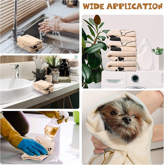 Chumia 4 Pcs Dog Towels for Drying Dog Puppy Bulk Microfiber Absorbent Paw Towel Pet Bathing Supplies Quick Drying for Medium Cats Pets Shower(24 x 40 Inch,Light Brown)