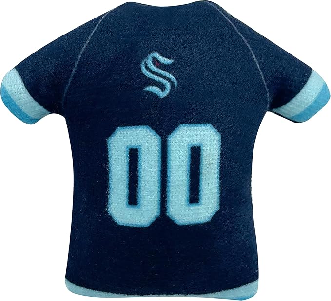 Best Plush CAT Toy NHL Seattle Kraken Complete Set of 3 Piece Cat Toys Filled with Fresh Catnip. Includes: 1 Jersey Cat Toy, 1 Hockey Puck Cat Toy with Feathers & 1#1 Fan Cat Toy. Beautiful Team Logo