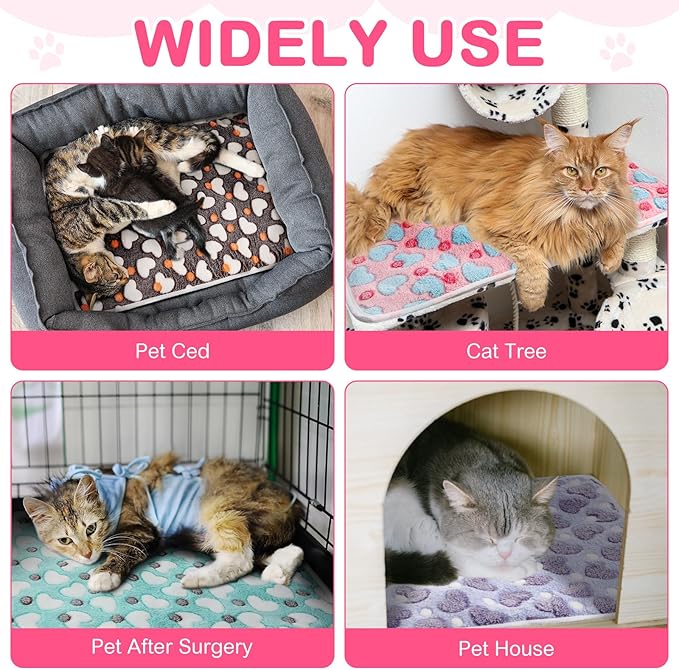 4 Pack Self Heating Cat Bed Cat Self Warming Pad with Removable Cover Extra Warm Thermal Pet Pad Washable Pet Crate Mat Anti Slip Kennel for Indoor Outdoor Pets(Heart,20 x 28 Inches)