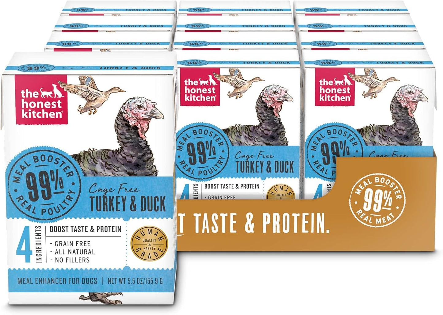 The Honest Kitchen Meal Booster: 99% Turkey & Duck Dog Food Topper, 5.5 oz (Pack of 12)