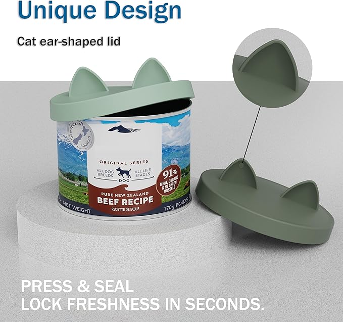 OHMO 2 Pack Pet Food Can Lids, (12.5-14oz) BPA Free Silicone Covers for Cat and Dog Food Cans, Camo&Light Green