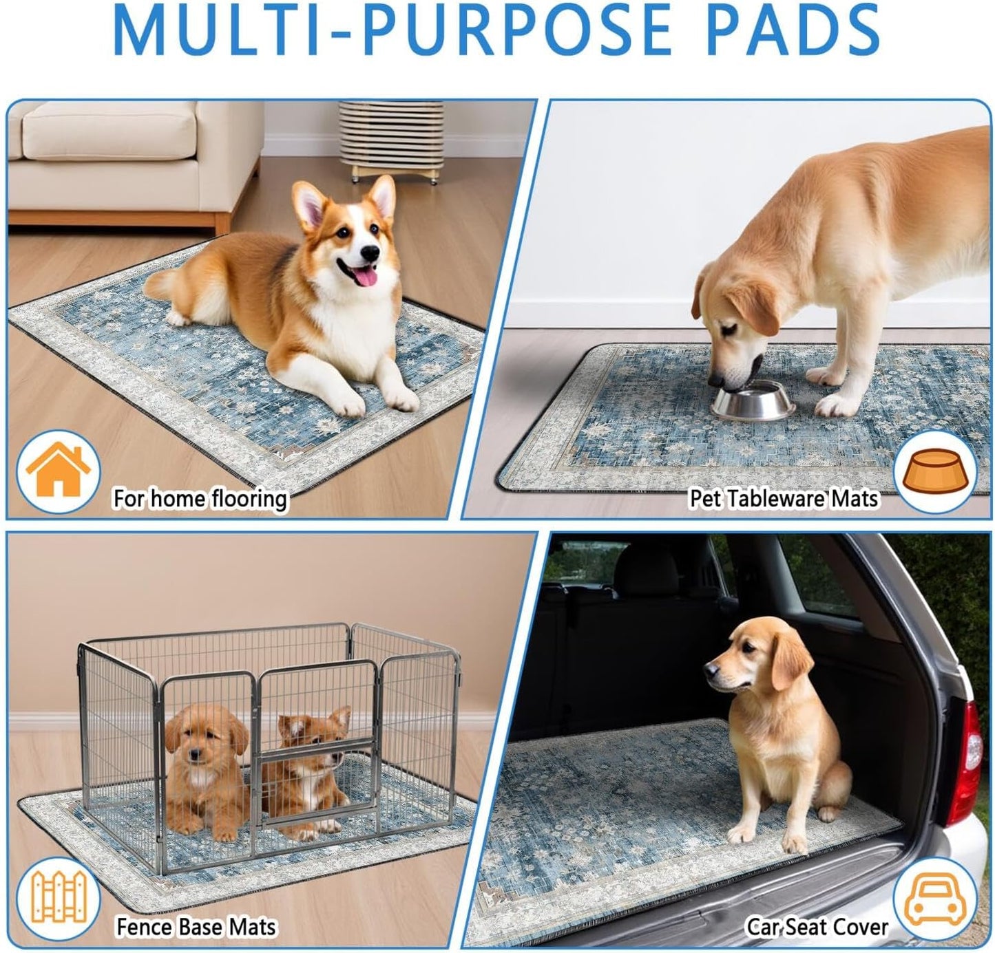 Washable Pee Pads for Dogs 2 Pack, Absorbent Reusable Puppy Pads Waterproof, Leakproof & Non-Slip Whelping Pad, Potty Training Pads for Dogs Playpen Mat 24x36