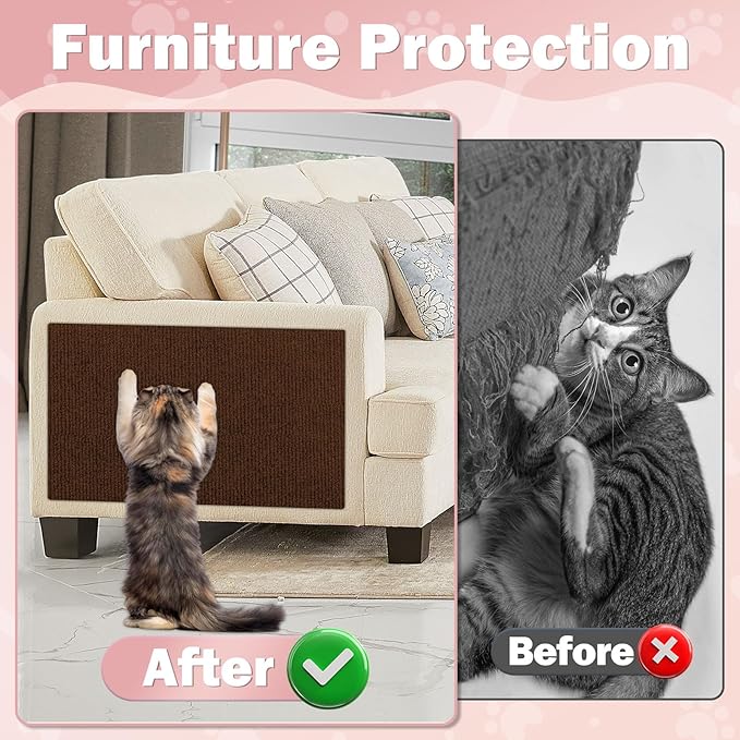 198.6x15.8 Cat Wall Scratcher Mat with Nano Tape,Anti Cats Scratch Furniture Couch Carpet Corner Protector for Indoor,Trimmable Cat Scratching Pad Board Sofa Replacement