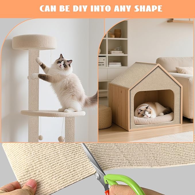 Cat Scratch Furniture Protector,Couch Protector from Cat Claws,Couch Cover for Cats,Adhesive Cuttable Kitten Scratch for DIY Climbing,Suitable for Sofa,Wall,Door,Table Legs (Khaki, 39.3x15.7in)