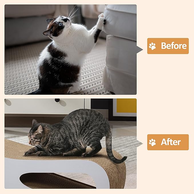 Cardboard Cat Scratcher Lounge Bed for Indoor Cats Kittens, 29.5" 8-Shaped Cat Scratching Board with Catnip, Grey