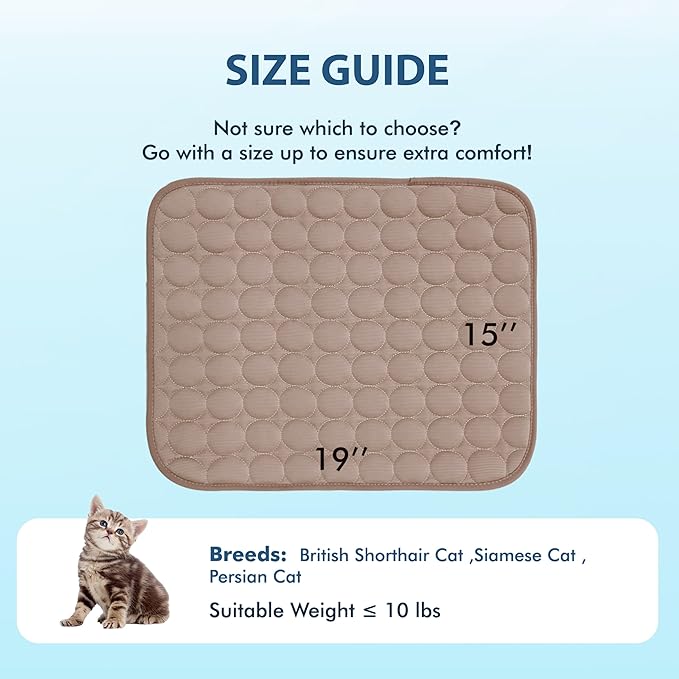 MICROCOSMOS Summer Cooling Mat & Sleeping Pad- Water Absorption Top, Materials Safe, Easy Carry, EZ Clean. Keep Cooling for Pets, Kids and Adults.(Brown, 19" x 15")