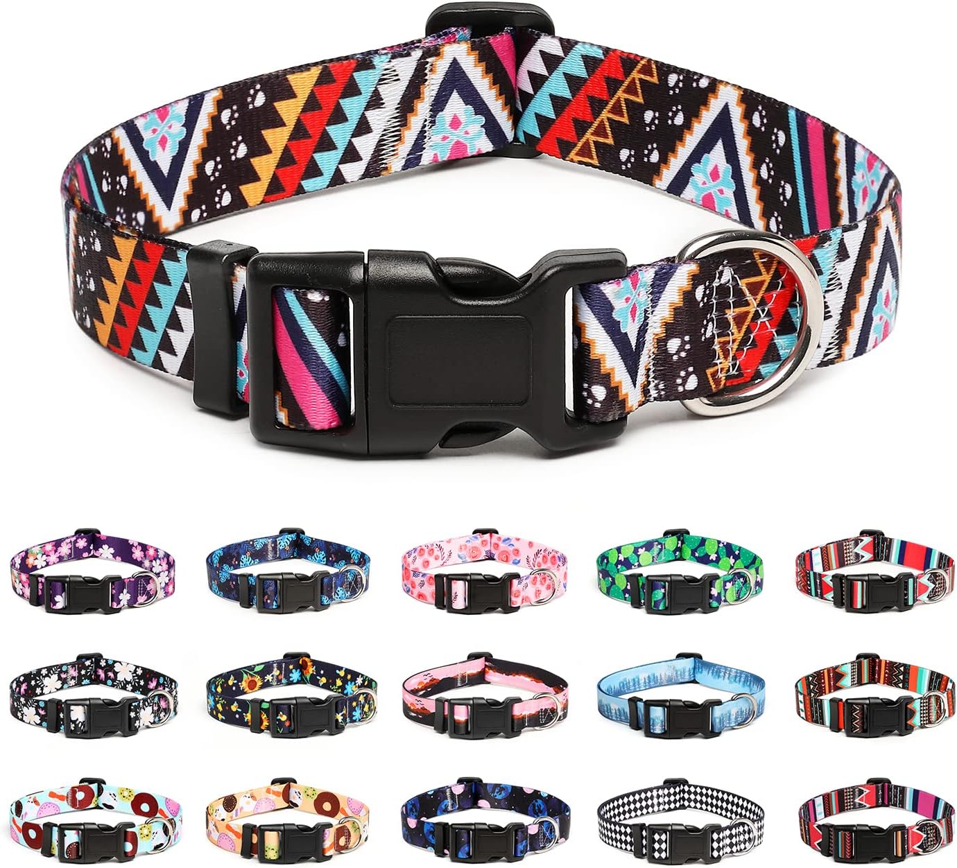 Mercano Adjustable Dog Collar - Special Design Patterns, Soft Nylon Comfortable Durable Pet Collar for Small Medium Large Dogs (XS, Ethnic Pink)