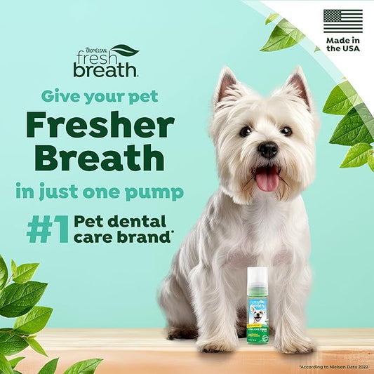 TropiClean Fresh Breath Dental Foam Spray for Dogs & Cats | Quick Breath Freshener and Teeth Cleaning Solution | Made in The USA | 4.5oz.