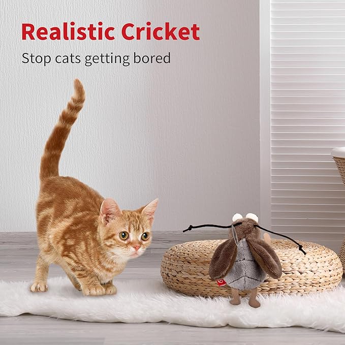 PETGEEK Gigwi Simulated Chirping Bird Cat Toy, Fake Toys for Indoor Cats, Melody Chaser Cat Toys with Hanging Loop for Bored Indoor Adult Cats Kittens Interactive Play (Cricket)