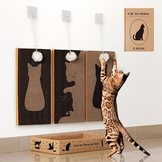 Vertical Wall Scratcher for Indoor Cats – Decorative Hanging Scratching Pad – Rascadores para Gatos – Essential Scratcher for Home – Scratch pad - Ebook for Your Pet's Happiness