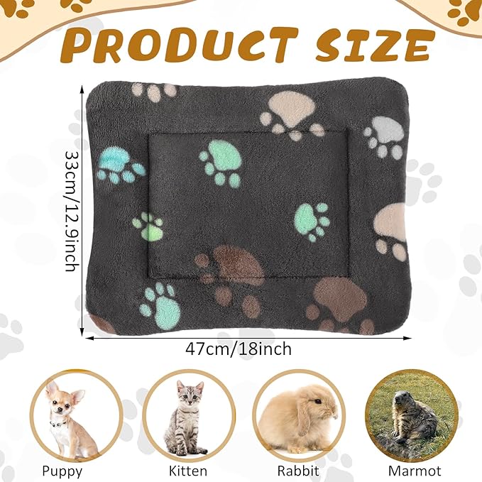 4 Pack Ultra Soft Dog Cat Bed Mat with Cute Prints Reversible Fleece Dog Crate Kennel Pad Cozy Washable Thickened Hamster Guinea Pig Pet Bed Mat for Small Animals(13 x 19 Inches,Black)