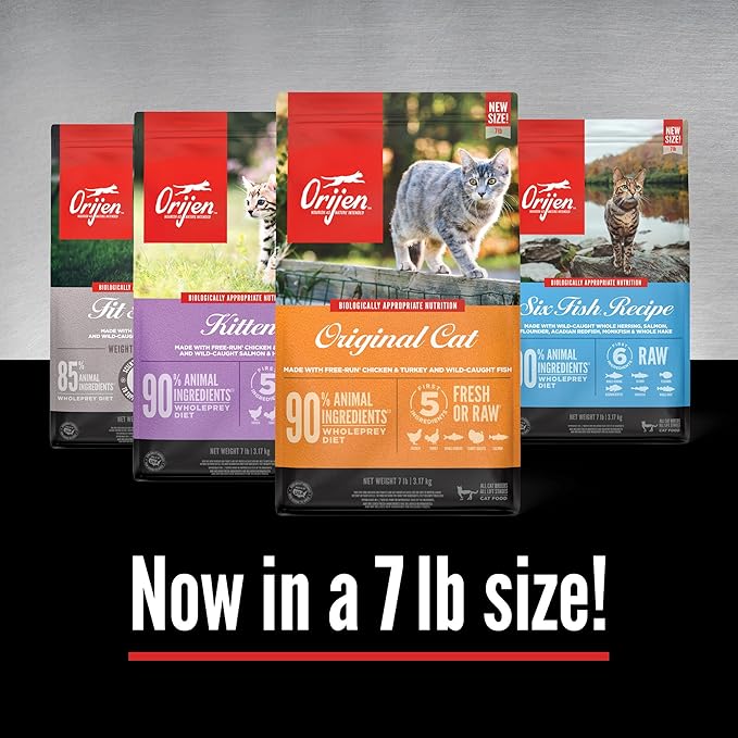 ORIJEN Grain Free High Protein Premium Dry Cat Food Six Fish Recipe 7lb Bag