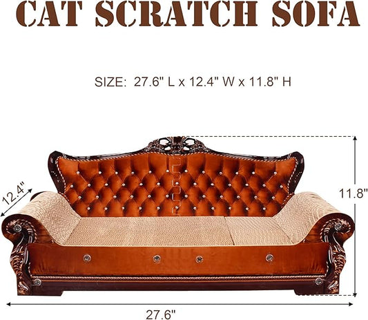 Sofa-Shaped Cat Scratching Couch & Lounge Bed - Thick Cardboard Cat Scratcher Pad (27.6" L x 12.4" W x 11.8" H)