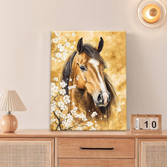 Horse Wall Art Canvas Rustic Horse Wall Decor Prints Framed Painting Farmhouse Flower Pictures Gifts Artwork for Bathroom Living Dining 16"x20"