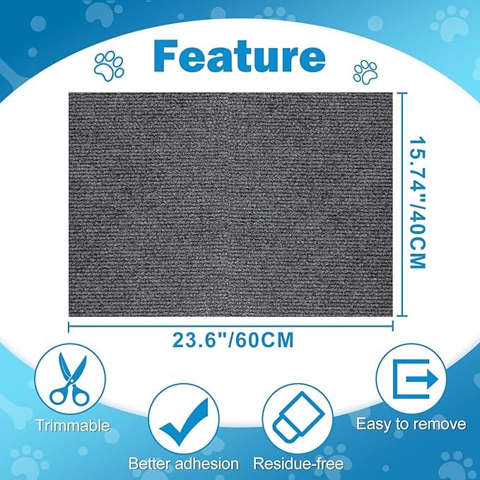 23.6x15.8 Cat Wall Scratcher Mat with Nano Tape,Anti Cats Scratch Furniture Couch Carpet Corner Protector for Indoor,Trimmable Cat Scratching Pad Board Sofa Replacement