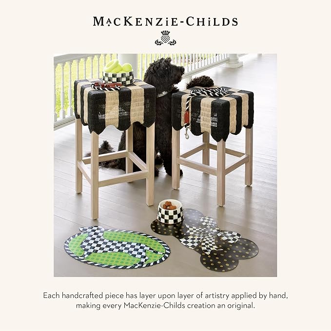 MACKENZIE-CHILDS Pup Placemat, Cute Pet-Food Mat for Dog Bowls and Cat Bowls, Courtly Bow
