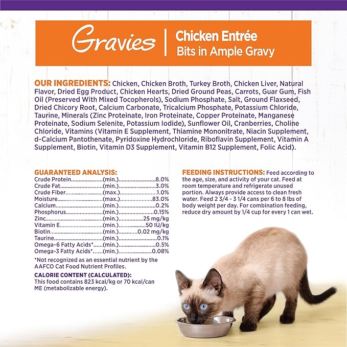 Wellness Complete Health Gravy Adult Wet Cat Food, Natural, Protein-Rich, Grain Free, 3 Ounce, 12 Pack, (Chicken Dinner)