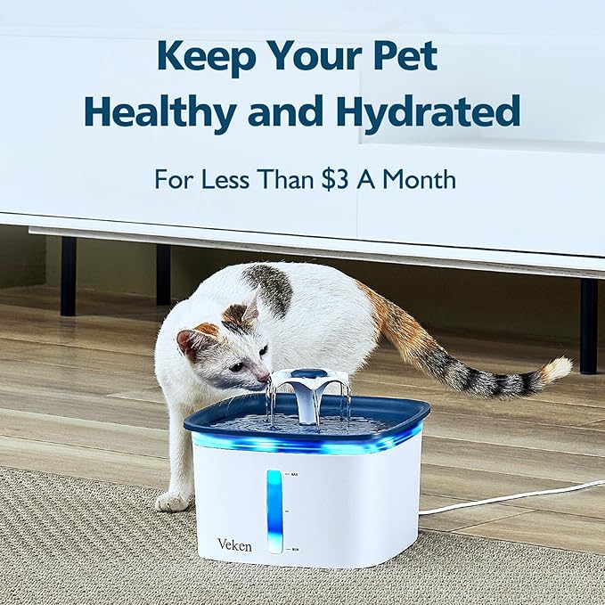 Veken Cat Water Fountain Filter, Classic 4 Pack Replacement Filters & 4 Pack Replacement Pre-Filter Sponges for 50oz, 84oz, 95oz Automatic Pet Fountain Dog Water Dispenser