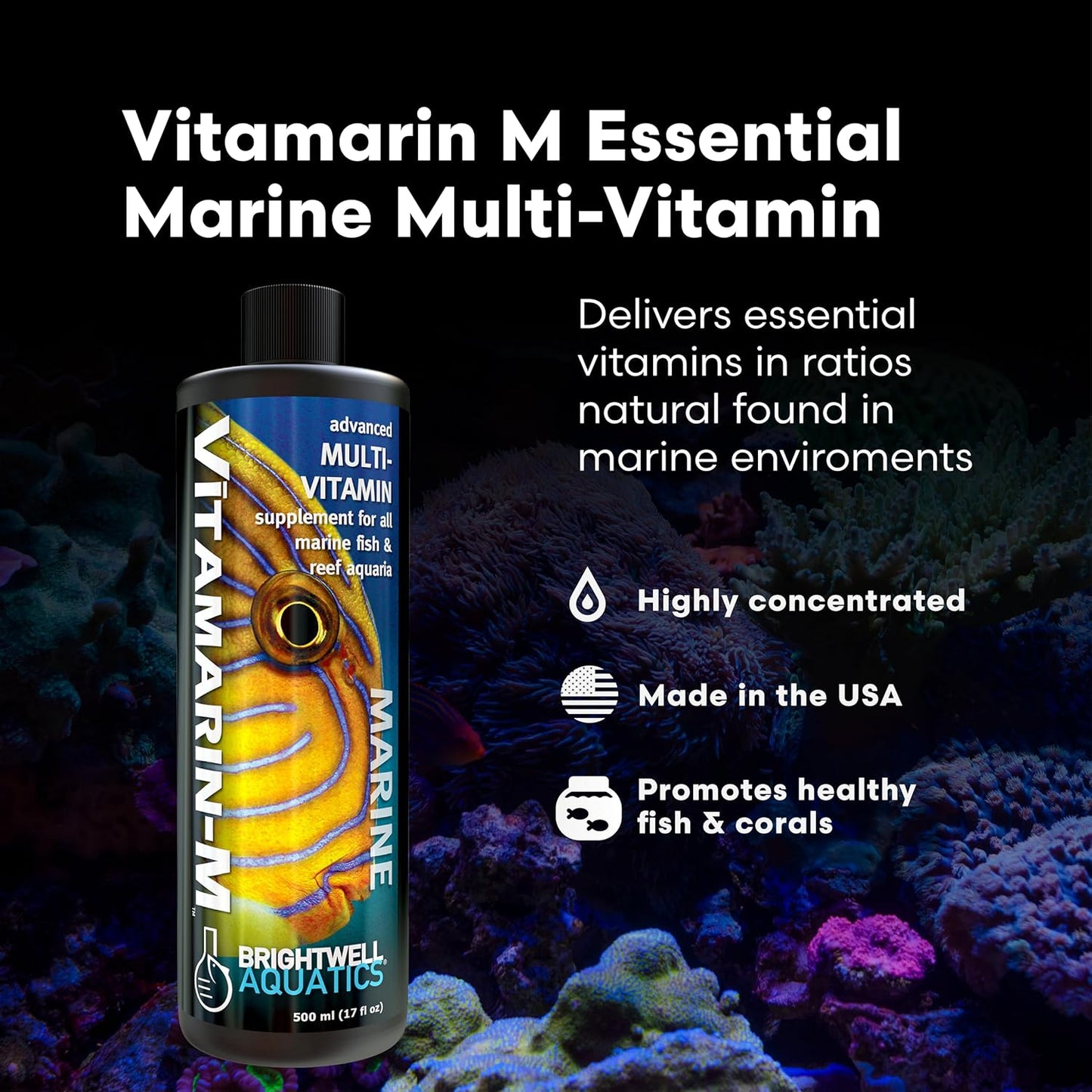 Brightwell Aquatics Vitamarin M - Liquid Multivitamin Supplement for Marine Fish Aquariums , 125-ML