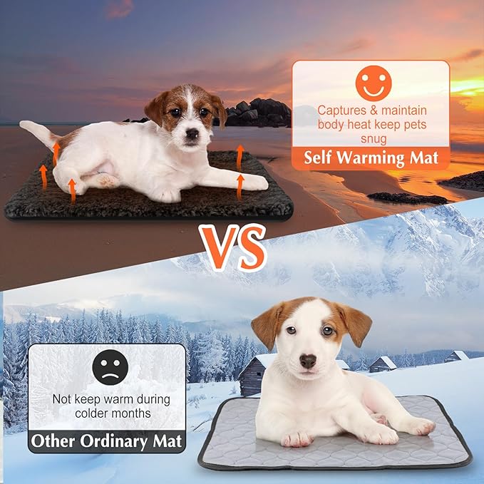 4 Pack Self Warming Cat Bed Indoor Self Heating Dog Cat Pad Washable 16 x 20 Inch Thermal Pet Kennel Pad Crate Bed Mat Reflect Body Heat for Outdoor