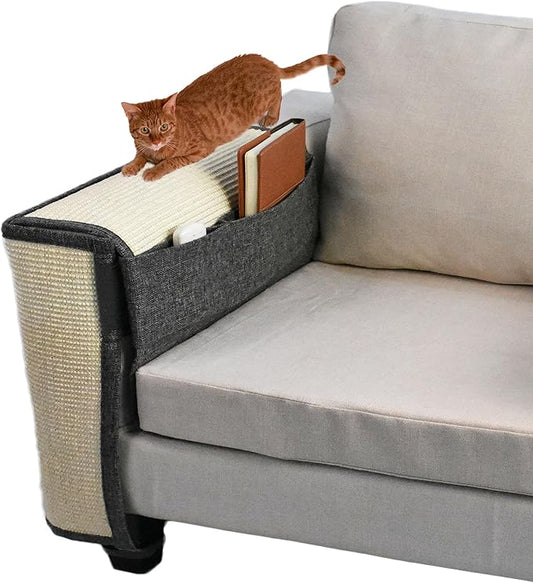 Upgraded Cat Scratch Sisal Sofa Protector,Furniture Couch Protector from Cat Scratching with Natural Sisal Full Cover 27.5''L*19.7''W(Right Hand)