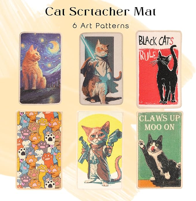 SOLDAY Cat Scratcher Mat for Floor Wall Carpet Couch Furniture, 22x13 inch Cat Scratching Posts Board, Anti Scratch Furniture Protector(Cow Cat)