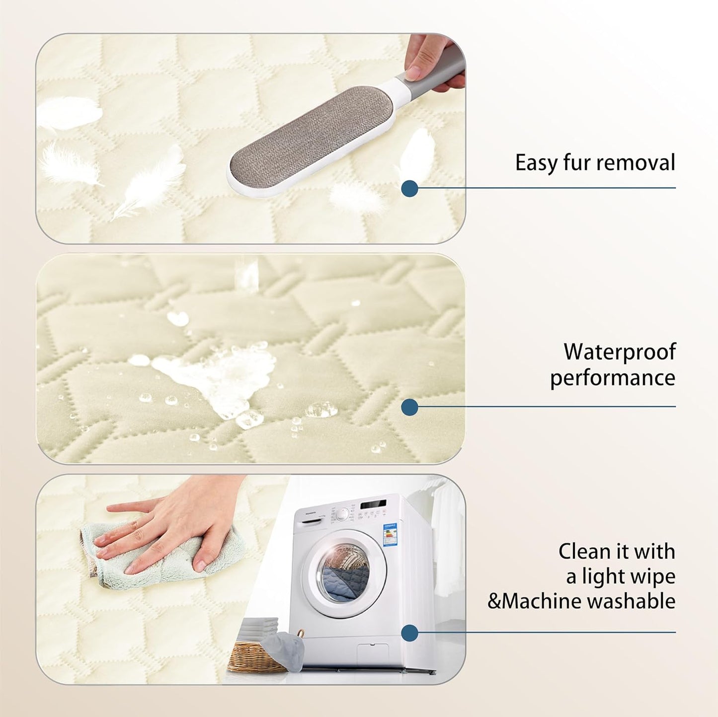 gogobunny 100% Double-Sided Waterproof Dog Bed Cover Pet Blanket Sofa Couch Furniture Protector for Puppy Large Dog Cat, Reversible (32x53 Inch (Pack of 1), Dark Cream/Light Cream)