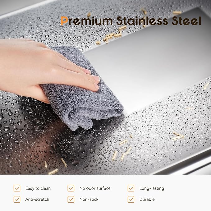 Odor Control XL Stainless Steel Litter Box，3-in-1 Enclosed High Sided Litter Box with High Lid for Big Cats，Non-Sticky，Anti-Leakage，Easy Clean，with Scoop & Filter Pedal