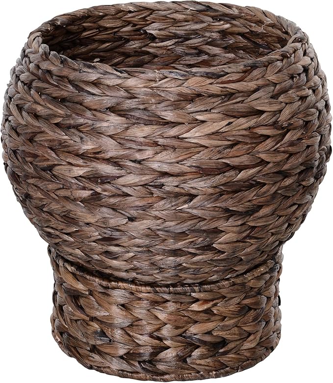 PawHut Handwoven Elevated Cat Bed with Soft Cushion & Egg Chair Shape, Basket Kitty House with Stand, Raised Wicker Cat Bed for Indoor Cats, 23.5" H, Gray