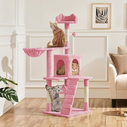 Yaheetech Cat Tree Tower for Indoor Kitten, Multi-Level Cat Towers Condo with Scratching Posts & Tunnel, Pet Furniture